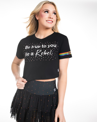 Be a Rebel Cropped Tee in Rainbow Crush