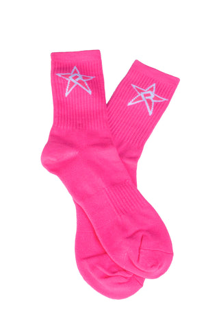 Rebel Crew Socks in Pink Adult