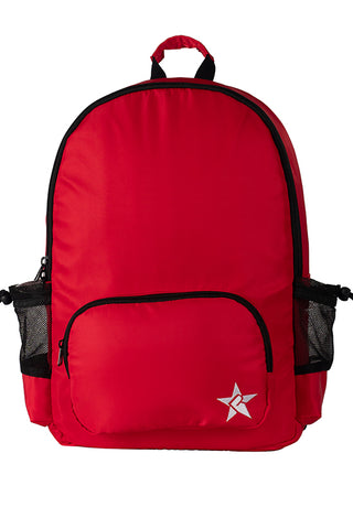 Satin in Red Rebel Raven Backpack with Black Zipper