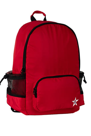 Satin in Red Rebel Raven Backpack with Black Zipper