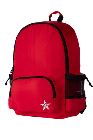 Satin in Red Rebel Raven Backpack with Black Zipper