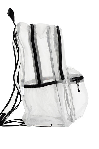 White Mesh Rebel Retro Backpack with Black Zipper