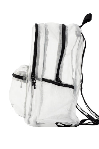 White Mesh Rebel Retro Backpack with Black Zipper