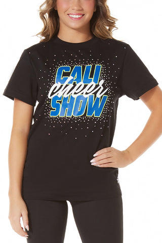 Cali Cheer Show Sparkle Tee in Black