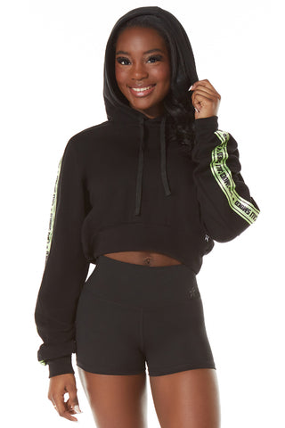 Club SMOED Cropped Hoodie in Black