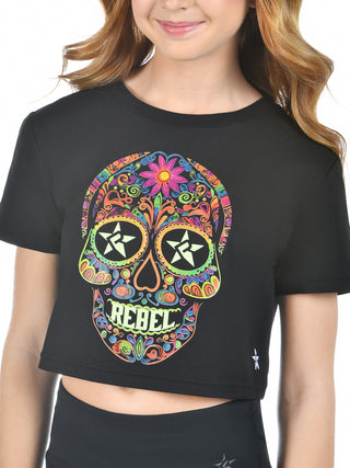 Cropped Tee in Sugar Skull