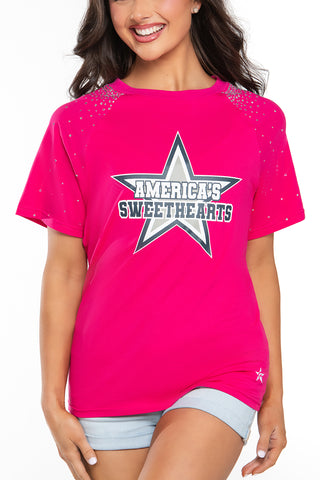America's Sweethearts Tee with Crystals in Pink