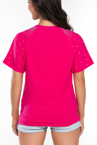 America's Sweethearts Tee with Crystals in Pink