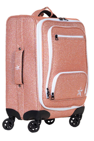 Rose Gold Rebel Dream Luggage with White Zipper