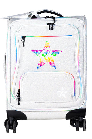 Opalescent Rebel Dream Luggage with Rainbow Zipper with Rainbow Rebel Mark Studs