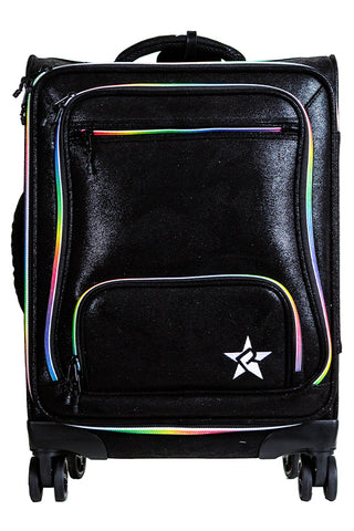 Faux Suede in Black Rebel Dream Luggage with Rainbow Zipper
