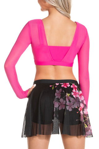 Drift Long Sleeve Sports Bra in Fuchsia