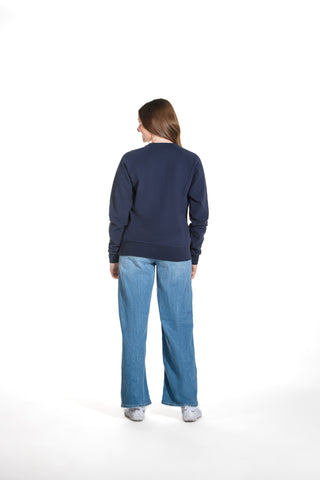 Golden Starlight Relaxed Pullover in Navy Blue