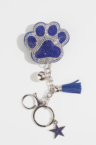Crystal Paw Keychain in Navy Blue