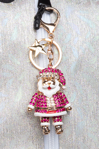 Crystal Santa Keychain in Pink - FINAL SALE