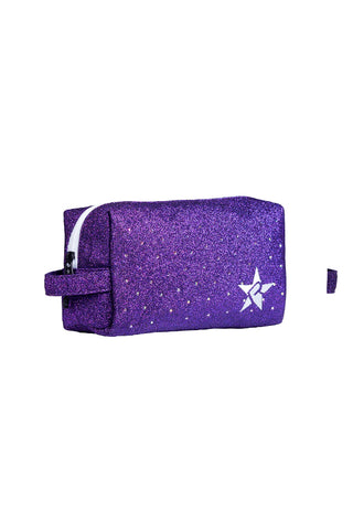 Amethyst with Crystal Scatter Rebel Makeup Bag with White Zipper