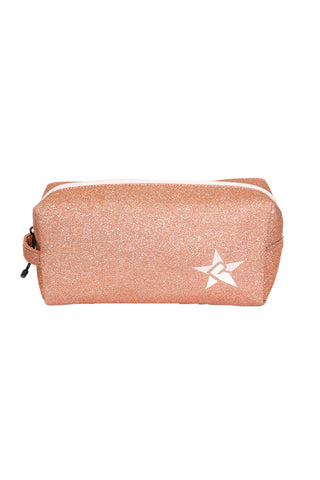 Rose Gold Rebel Makeup Bag with White Zipper