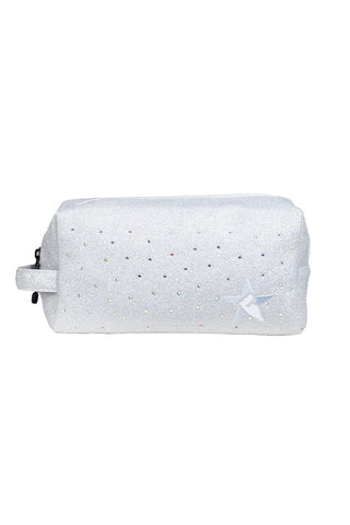Opalescent with Crystal Scatter Rebel Makeup Bag with White Zipper