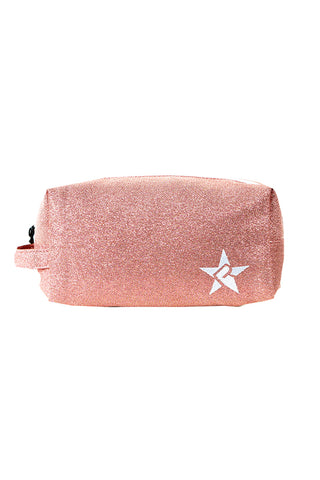 Sweet Coral Rebel Makeup Bag with White Zipper