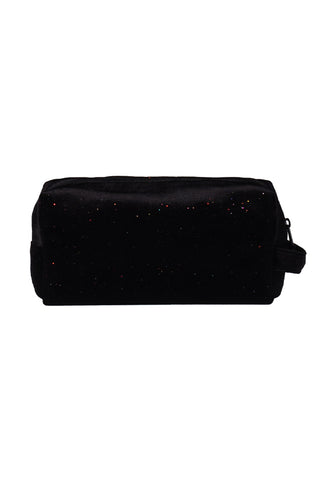 Velvet in Black Galaxy Sparkle Rebel Makeup Bag with Black Zipper