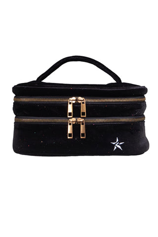 Velvet in Black Galaxy Sparkle Rebel Glam and Go with Black Zipper