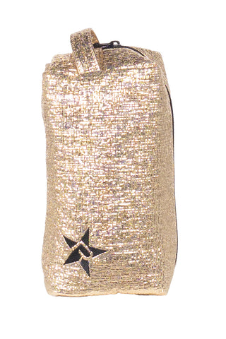 Tinsel in Gold Rebel Makeup Bag with Black Zipper