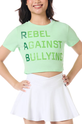 Rebel Against Bullying Cropped Tee in Pistachio