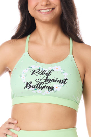 Rebel Against Bullying Daisy Sports Bra in Pistachio