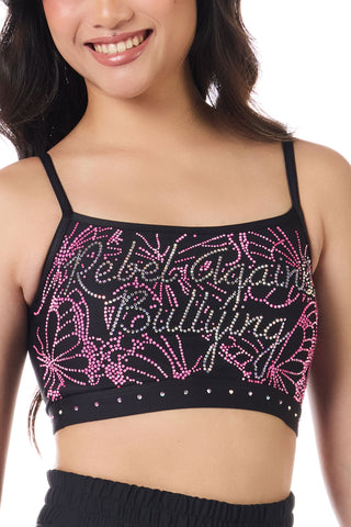 Rebel Against Bullying Sports Bra in Black