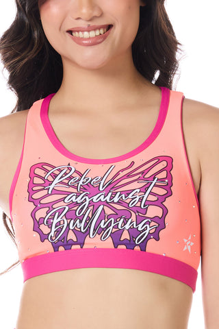 Rebel Against Bullying Sports Bra in Butterfly