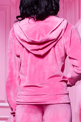 Velour Track Jacket in Preppy Pink