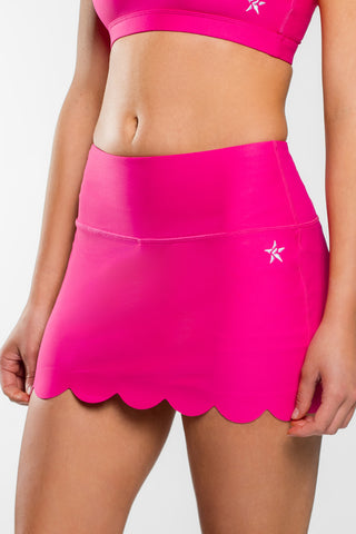 Scalloped Skirt in Hyper Pink