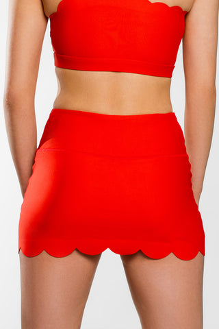 Scalloped Skirt in Red