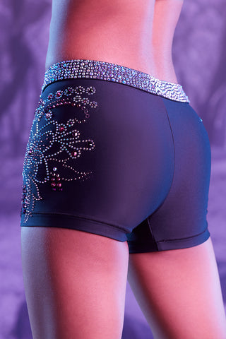 LuxWaist Crystal Couture Compression Short in Black - Special Order