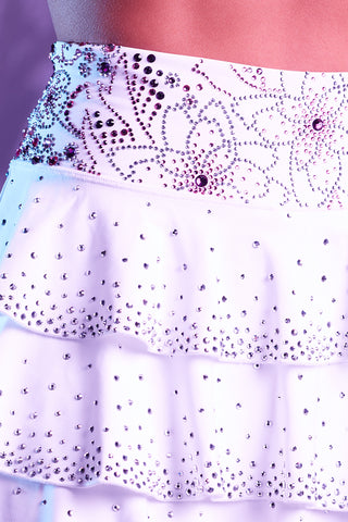 Ruffle Crystal Couture Flouncy Skirt in White Blossom - SPECIAL ORDER