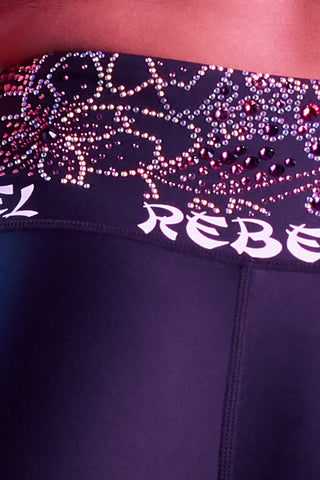 Cropped Crystal Couture Legging in Black Blossom - Special Order