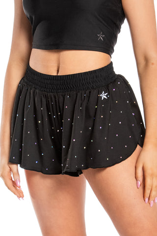 Flowy Athletic Short in Black Crystal
