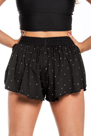 Flowy Athletic Short in Black Crystal