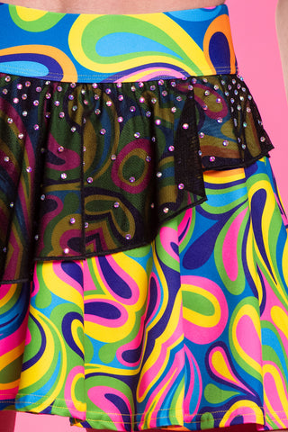 Asymmetrical Ruffle Skirt in Glam Groove