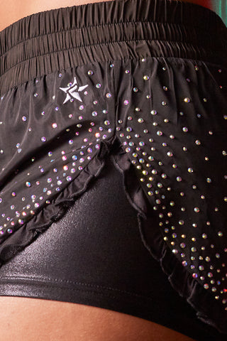 Ruffle Running Short in Black