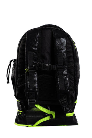 Faux Suede in Black Rebel Baby Dream Bag with Neon Green Zipper