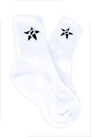 Rebel Crew Socks in White Adult