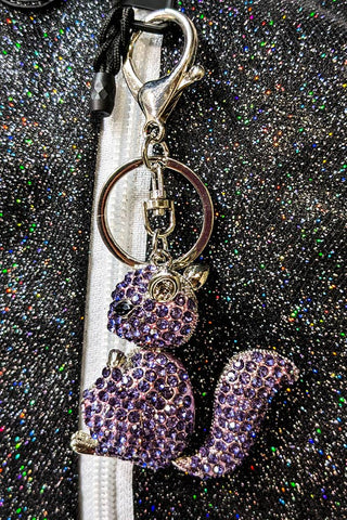 Crystal Squirrel Keychain in Purple