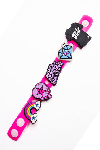 Pink Silicone Wristband with Charms