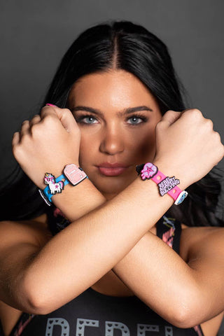 Pink Silicone Wristband with Charms