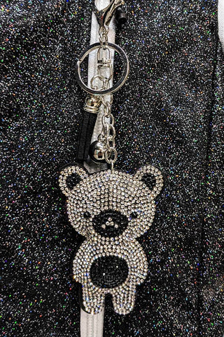 Crystal Baby Bear Keychain in Black