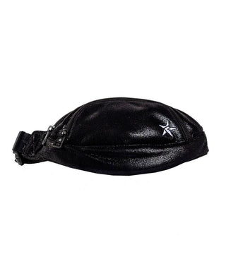 Faux Suede in Black Youth Rebel Fanny Pack with Black Zipper