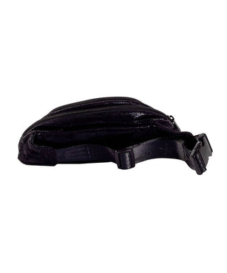 Faux Suede in Black Youth Rebel Fanny Pack with Black Zipper