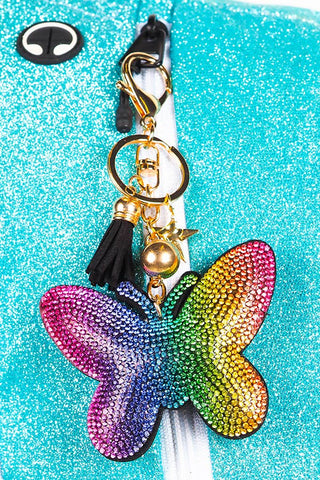 Crystal Butterfly Keychain in Rainbow
