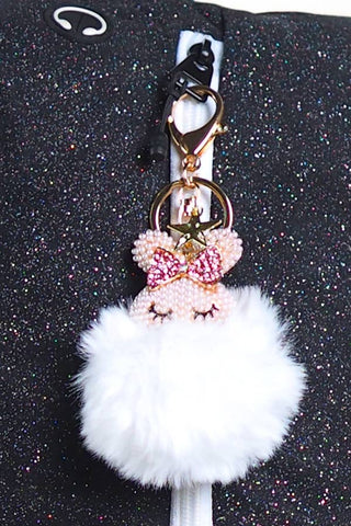 Fluff Crystal Bunny Keychain in White